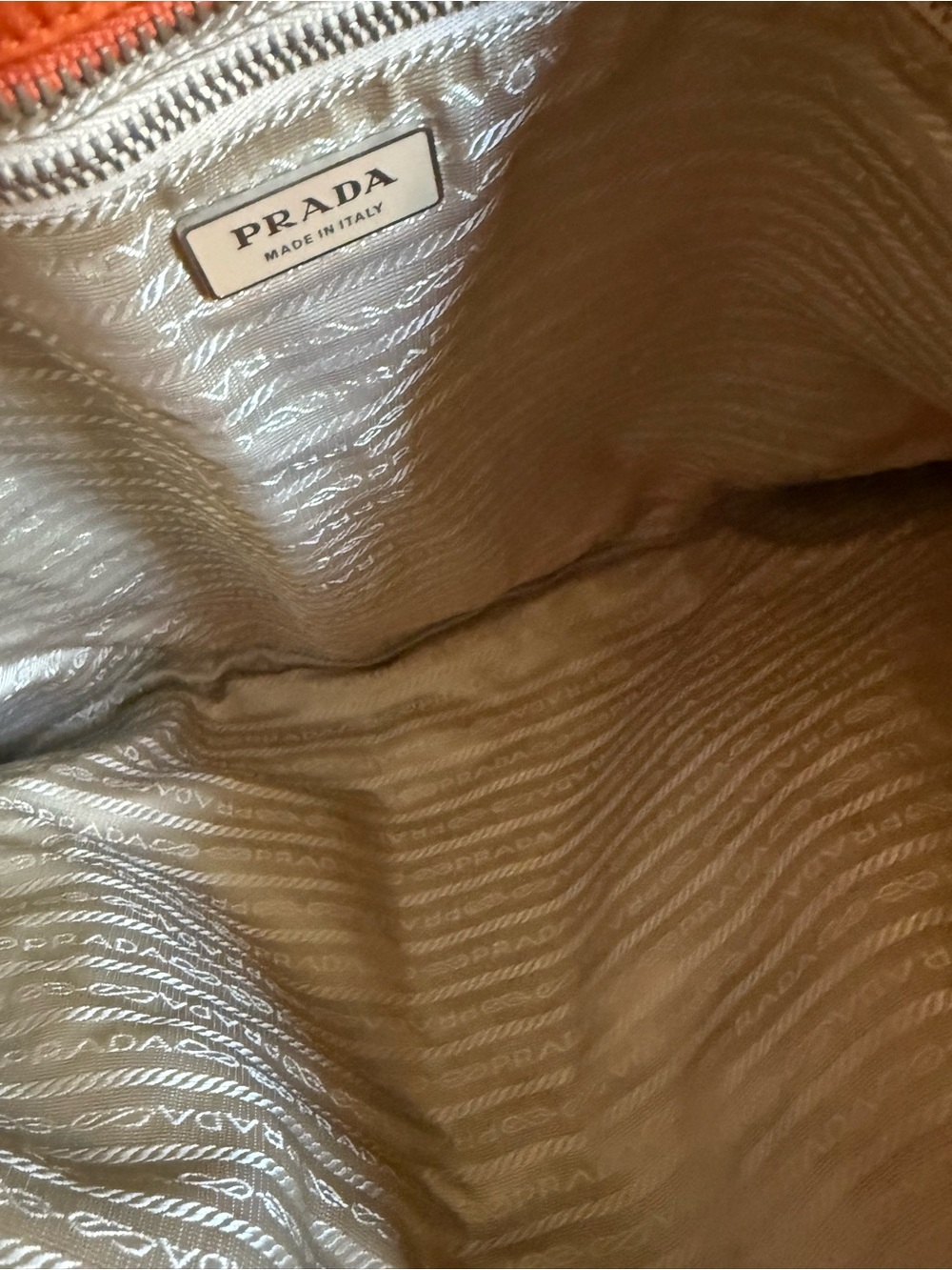 Prada Orange Nylon Tote Large Shopper Bag Leather Trim - Picture 12 of 12